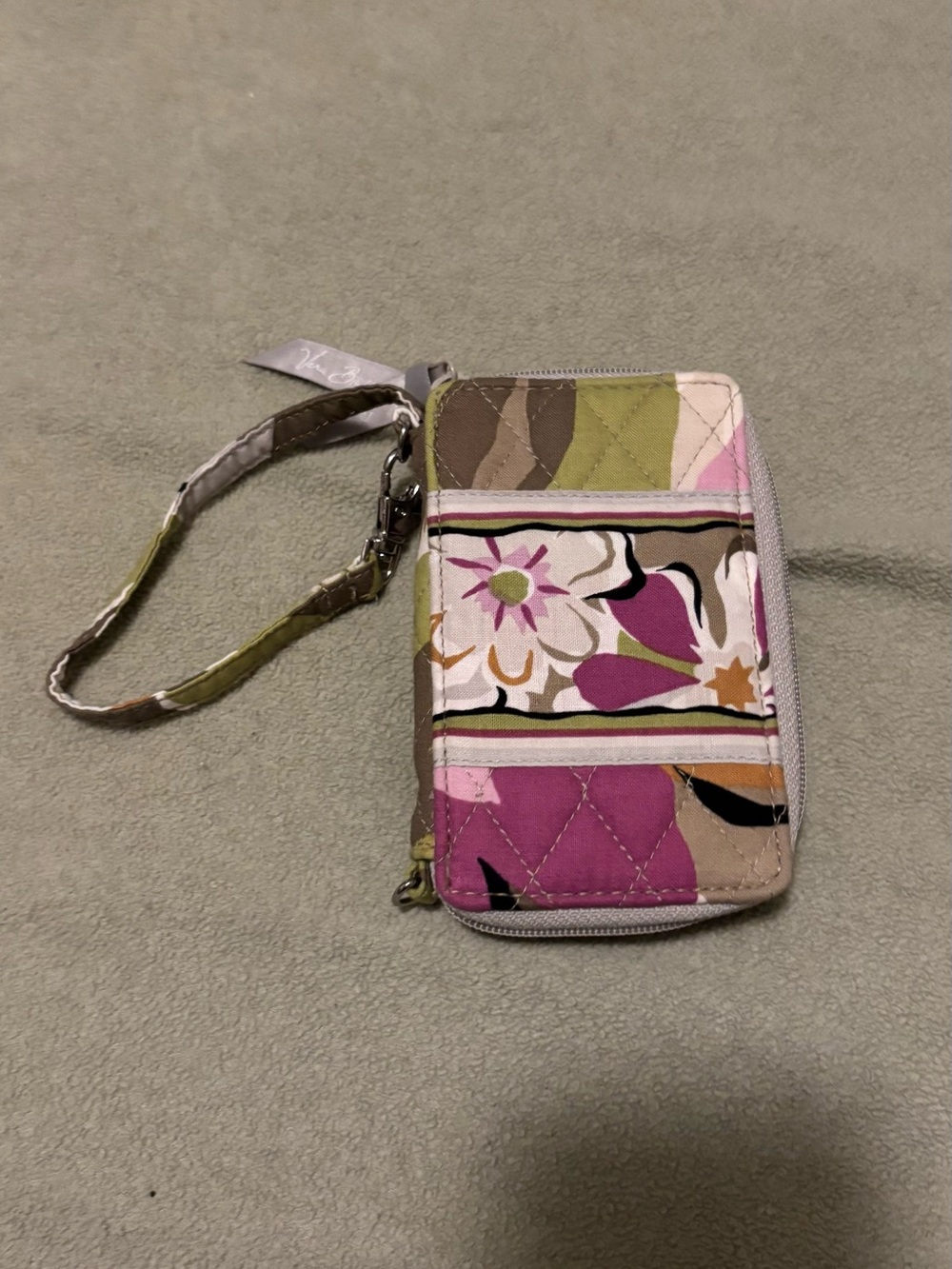 Vera Bradley -Quilted Floral Wristlet Wallet in Pink and Green